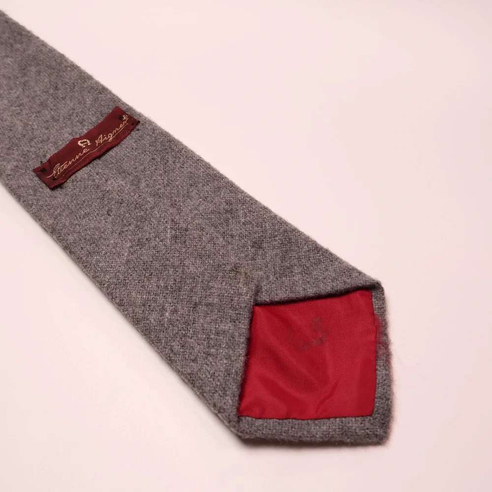 Etienne Aigner‎ Wool Blend Tie Brown Necktie Logo Classic Business Casual